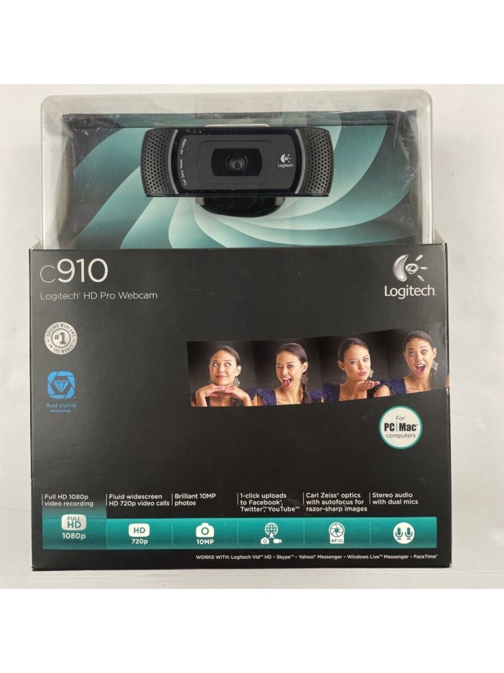 Logitech C910 Webcam HD Pro 1080p with Logitech Vid HD, Black